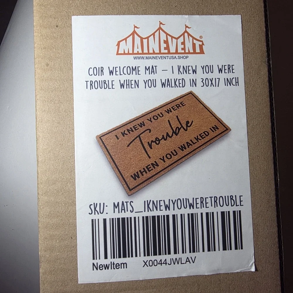 Main Event Coir Welcome Mat Non-Slip 30x17 Brown 